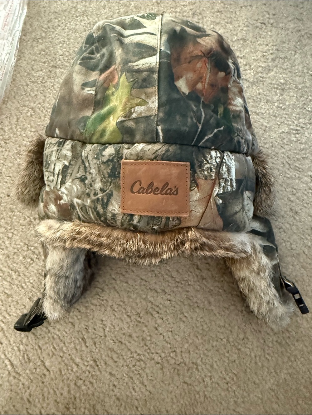 Cabela's Zonz Woodland Camouflage Rabbit Fur Trapper Hat